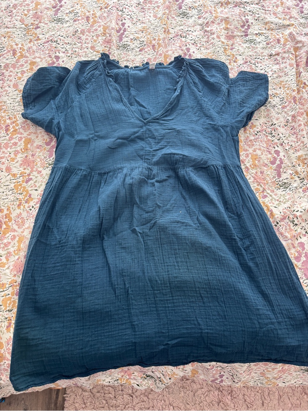 Old Navy Teal Blue Gauze Peasant Top
